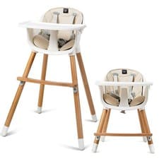 Image of Convertible Highchair Solid Wood 2-in-1 Multi-Functional Adjustable Legs