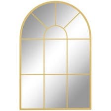 Image of HOMCOM Modern Arched Window Wall Mirror for Bedroom for Bedroom, Gold Tone