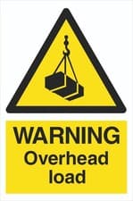 Image of Warning - Overhead Load - 1.2mm Rigid PVC - A5 A4 Safety Signs