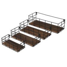 Image of 4pcs Wall-Mounted Storage Shelves Saving Organizer with Metal Wire Shelves Space