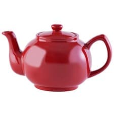 Image of Stoneware Teapot Bright Red 6 Cup Traditional Serving Tea Pot Container 1100ml