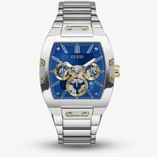 Image of Guess Mens Phoenix Silver & Blue Watch GW0456G5