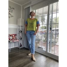 Image of Vintage Faded Glory Green v-neck sweater JUNIORS LARGE