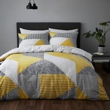 Image of Catherine Lansfield Larsson Geo Easy Care Duvet/Bedding Set Ochre / Yellow