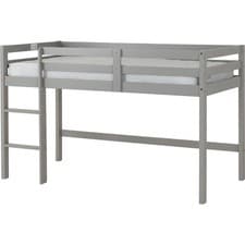 Image of Kids Mid Sleeper Bed with Ladder & Guardrails, Space Saving, White or Grey
