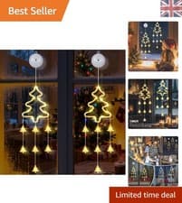 Image of 2PCS Illuminating LED Christmas Tree Window Lights—8 Modes, Timer, Warm White