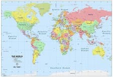 Image of World Map Atlas,Geography,Political Poster Print  A0-A1-A2-A3-A4-A5-A6-MAXI 144