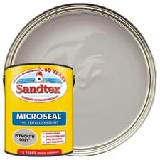 Image of Sandtex Microseal Fine Textured Masonry Paint Plymouth Grey 5L