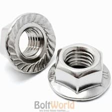 Image of M3 M4 M5 M6 M8 M10 M12 STAINLESS STEEL A2 HEXAGON SERRATED FLANGE NUTS FOR SCREW