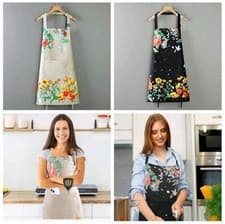 Image of 2 Pack Ladies Floral Apron With Pocket Bib Kitchen Baking Spring Gardening Gift