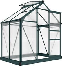 Image of Outsunny 6x4ft Polycarbonate Walk-In Greenhouse Aluminium Frame with Slide Door