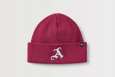 Image of Arsenal Adult Beanie 47 Brand Burgundy Football Hat - New
