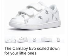 Image of Lacoste Carnaby Evo, White With Silver Detail. Infants UK Size 6. New In Box