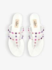 Image of VALENTINO GARAVANI Rubber Rockstud Gladiator White Sandals EU 37 new with box