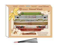 Image of Vedmantra Natural Incense Sticks Gift Set 6 Wood Scents Aromatherapy + Holder