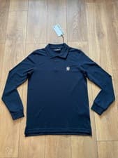 Image of Belstaff Cotton Long Sleeved Polo Navy Size Small