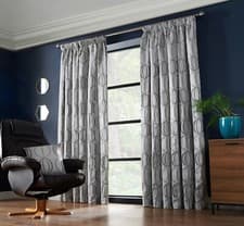 Image of Abstract Solid Geometric Leaf Polyester Blackout Pencil Pleat Curtains