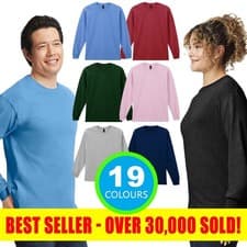 Image of Gildan Long Sleeve T-Shirt Ultra Cotton Heavyweight Classic Fit Casual Work Tee 