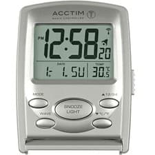 Image of Acctim Vista Digital Travel Alarm Clock Radio Controlled Date & Temp Folding