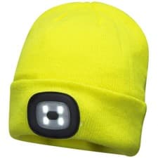 Image of Portwest Beanie Hat with Rechargeable LED Head Light - Black Yellow Blue Orange