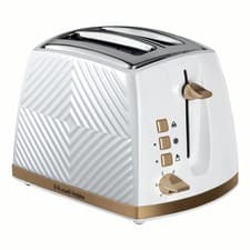 Image of Russell Hobbs Groove 2 Slice Toaster Tactile 3D Design 850W - White & Gold 26391