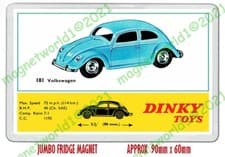 Image of DINKY 181 VOLKSWAGEN BEETLE ADVERT ART NEW JUMBO FRIDGE MAGNET OR KEYRING