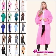 Image of Womens Maxi Cardigan Oversized Ladies Chunky Knitted Balloon Sleeve Long Sweater