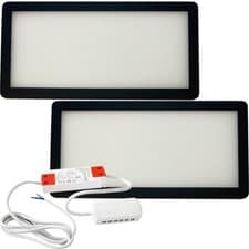 Image of 2x MATT BLACK Low Profile Under Cabinet Light & Driver - Warm White Diffused LED