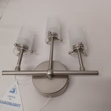 Image of Searchlight Lighting Three Light Satin Nickel & Glass Wall Light