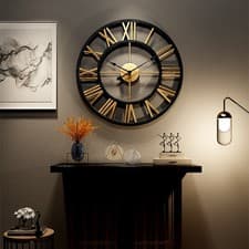 Image of 60cm Large Wall Mounted Clock Slient Quartz Open Face Numerals Skeleton Clock