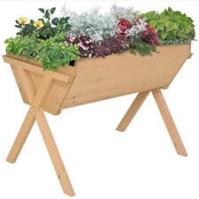 Image of Outsunny Wooden Planter Raised Bed Stand Vegetable Flower Bed, Natural