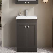 Image of Nuie Classique Floor Standing 2-Door Vanity Unit & Basin-3 500mm - Satin White
