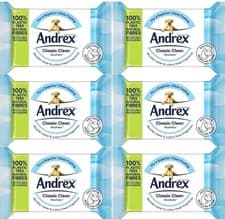 Image of Andrex Toilet Tissue Classic Clean Washlets Moist 36 Wipes x 6