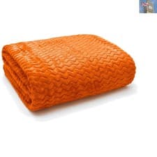 Image of Luxury Chevron Orange Faux Velvet Throw Blanket - Super Soft & Cozy 150x200cm
