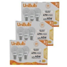 Image of UniBulb E14 SES 4.2W Golf Ball LED Bulbs Warm White 470lm Packs 3 6 9 12 15
