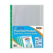 Image of 25 Premium Quality A4 Easy Access Punched Pockets (Open Top Only)