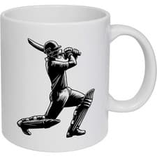 Image of 11oz (320ml) 'Cricket Batsman' Ceramic Mug / Cup (MG00094548)