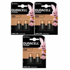 Image of 6 x Duracell CR123 3V Lithium Photo Battery DL123A/CR17345