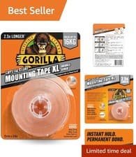 Image of Gorilla Double-Sided Mounting Tape XL - Clear, 3.8m for Secure Mounting