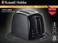 Image of Russell Hobbs TEXTURES 2 Slice WIDE SLOT Toaster 21641 Matt & Gloss BLACK