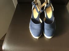 Image of Castaner Carol Cotton Wedge Espadrille Sandal Navy 7