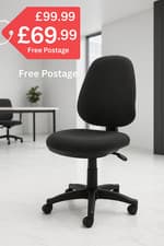 Image of Brand New Stocked Fabric Operator Chair with no Arms - Office Chair - Black