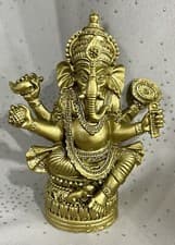 Image of Ganesh Figure Bronze Colour 11cm Statue Ornament Hinduism Wisdom Understanding