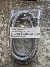 Image of 1.5 m X 12mm Bore Shower Flexible Hose Polished Stainless Steel - NEW