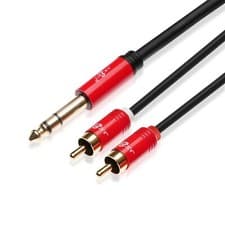 Image of JuicEBitz® 2 RCA Male to 6.35mm 1/4" TRS Jack Plug Audio Cable 24k Gold Plated