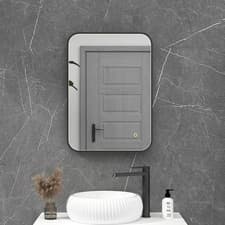 Image of Luxor Bathroom Mirror Matt Black Framed Within Frame LED Rectangular