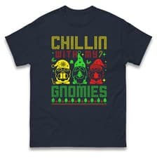 Image of Chillin With My Gnomies Christmas T Shirt,Offensive Christmas Tee,Ugly Christmas