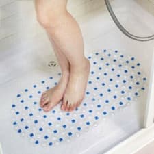 Image of Anti Slip Shower Mats Bathroom Clear Rubber Mat Suction 35x61cm PVC Nonslip Bath