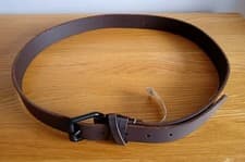 Image of Timberland Dark Brown Leather 3cm Belt Size L Fits 32in-36in Waist