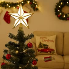 Image of Christmas Tree Top Star Light Battery Powered Glowing Christmas Decorations